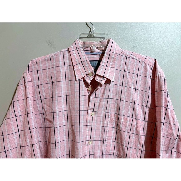 Hickey Freeman Mens Pink Plaid Dress Shirt Size Large Woven in Italy - Picture 2 of 6